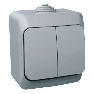 Выключатель Schneider Electric 2-кл. внеш. IP44 "Cedar Plus" серый (16А) (C1) 