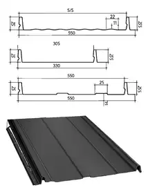 Кликфальц FALZ ROOF MINI GOOD ROOF Полиестер 0,38-0,40 Вьетнам\Индия\Корея RAL 7016 Антрацит