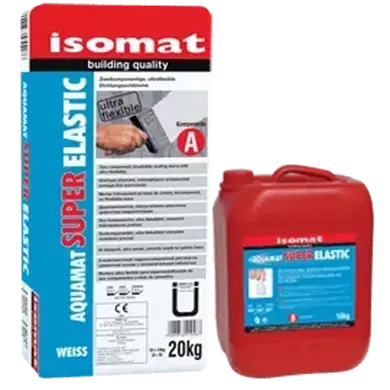 Высокоэластичный гидроизоляционный цементный раствор Isomat AQUAMAT-SUPERELASTIC Комплект (А+В) 30 кг, белый