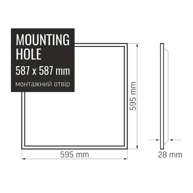 LED панель Videx 48W 4100K матова (VL-Pb486W)