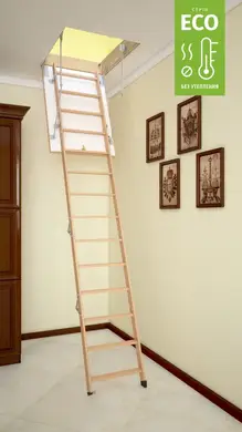 Горищні сходи Bukwood ECO LONG дерев'яні 4-секційні Н305см 110х90 см