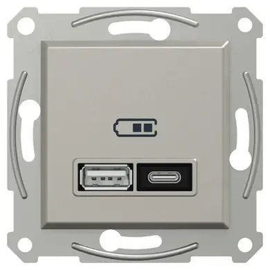 Розетка Schneider Electric 2-я USB внутр. А+С, 21Вт "ASFORA"  бронза 