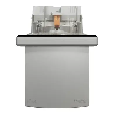 Розетка Schneider Electric 1-я З/К внутр. с крышкой и шторками IP44 "ASFORA алюминий (C2) 