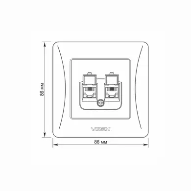 Розетка Videx Binera CAT3+CAT3 двойная телефонная черный графит (VF-BNSK2TF3-BG)