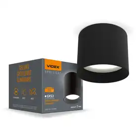 Світильник Videx під лампу GX53 накладний Чорний (VL-SPF15A-B)