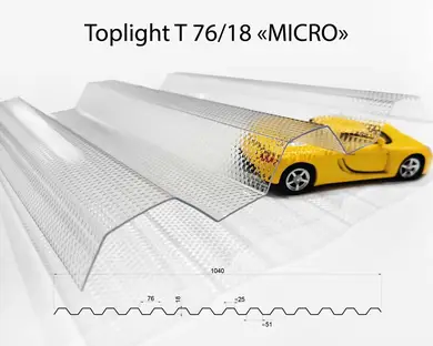 Профільований полікарбонат TOPLIGHT MICROPRISMA T 76/18 0,9 мм прозорий 1040 х 6000 мм