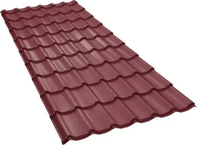Металлочерепица GOOD ROOF RETRO Roof 350/15,матполиэстер 0,50мм Италия/Бельгия/Польша Zn225 RAL 3005 Вишневий