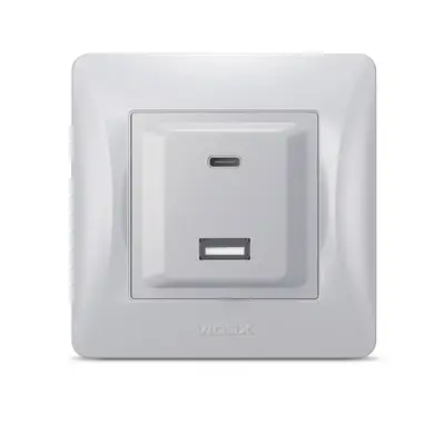 Розетка Videx Binera USB-A + USB-C PD20W срібний шовк (VF-BNCHRUC20-SS)