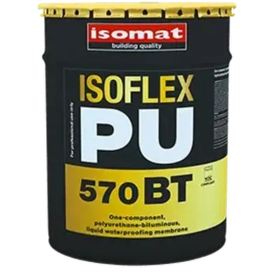 Полиуретан-битумная жидкая гидроизоляционная мембрана Isomat ISOFLEX-PU 570 BT 23 кг, черный