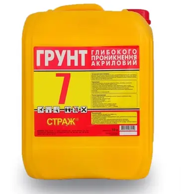 Грунтовка глибокого проникненя акрилова, готовий розчин STRAZH Страж - 7 10 л