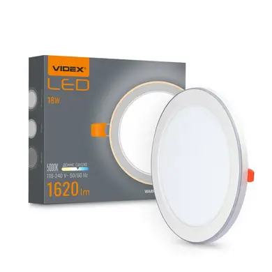 LED світильник Videx вбудований з декоративною підсвіткою DL4R 18W+6W 5000K+2700K 220V (VL-DL4R-1852)