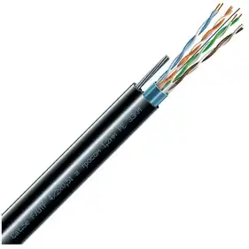 Кабель ЗЗЦМ FTP cat.5e PE 4х2х0,51 наружный с тросом 1,2 мм 100МГц (бухта 305м) черный
