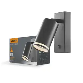 Светильник Videx под лампу GU10 SPF05E настенный с кнопкой черный (VL-SPF05E-B)