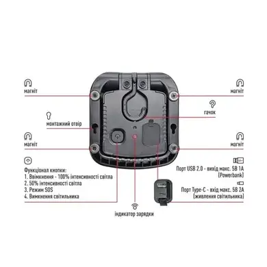 Світильник світлодіодний Maxus Portable Emergency LED Light 8W 4100K IP65 5000mAh RED (MAX-8W-RED-EM)