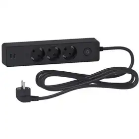 Подовжувач Schneider Electric 3гн 3м З/К +2хUSB "Unica Extend"  чорний (C2)