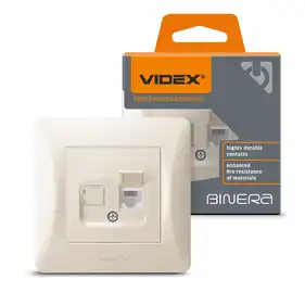 Розетка Videx Binera CAT3 одинарная телефонная кремовая (VF-BNSK1TF3-CR)