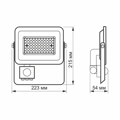 LED прожектор Videx F2e 50W с датчиком движения и освещенности 5000K (VL-F2e505W-S)