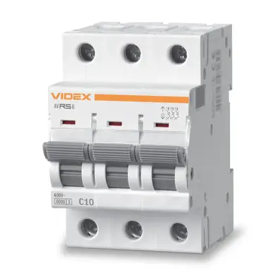 Автоматический выключатель Videx Resist RS6 3Р 10А С 6кА