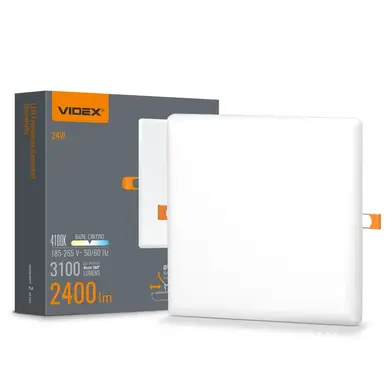 LED світильник Videx безрамковий квадратний 24W 4100K (VL-DLFS-244)