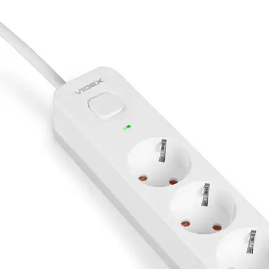 Мережевий подовжувач Videx ONCORD з/з 3P 3м (3x1.5мм) 2.4А 2USB+