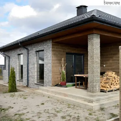 Фасадна термопанель з клінкерною плиткою КерамТерм Paradyz Віано Гріс 80 мм XPS Penoboard