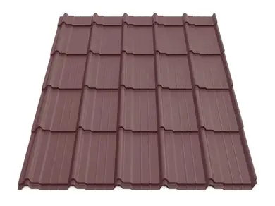 Металочерепиця Будсервіс "Мадера 35" Relief iceCrystal mat Thyssen krupp 0.50 mm RAL 3005 Червоний