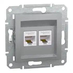 Розетка Schneider Electric комп. подвійна RJ-45 внутр. "ASFORA" без рамки алюминий (С2) 