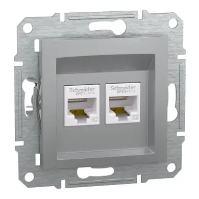 Розетка Schneider Electric комп. подвійна RJ-45 внутр. "ASFORA" без рамки алюминий (С2) 