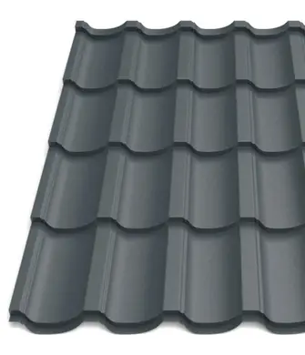 Металлочерепица Tile "Модерн плюс" матполиэстер Arcelor Nippon 0.43 mm RAL 7016 Графит