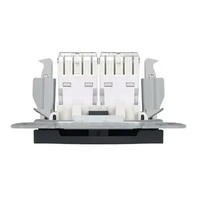 Розетка Schneider Electric комп. подвійна RJ-45 кат.6 UTP внутр. без рамки"ASFORA" антрацит (C3)