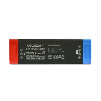 Блок живлення для LED стрічки Videx DC12V 16.6A 200W IP20 (VL-LST-P200-12V)