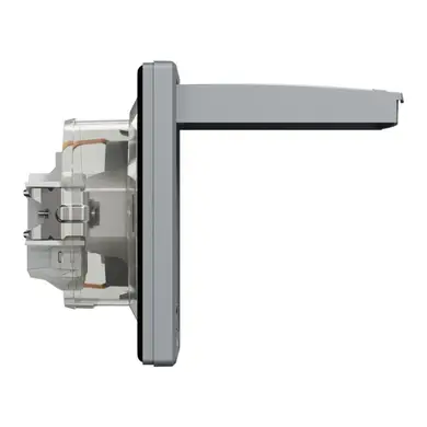 Розетка Schneider Electric 1-я З/К внутр. с крышкой и шторками IP44 "ASFORA сталь (C2)