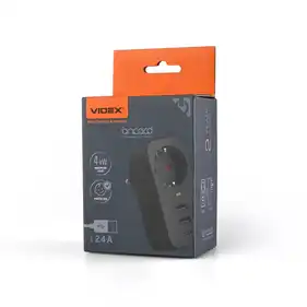 Мережевий адаптер Videx ONCORD з/з 1P 2.4A 2USB+USB-C Black (VF-AD1G2U1C-B)