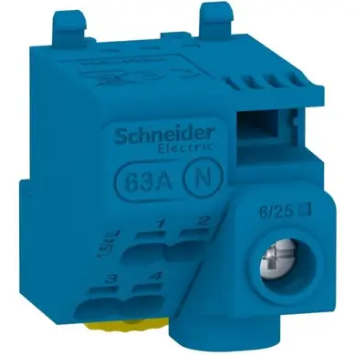 Клеммный блок Schneider Electric N, 5 отверстий, 1x25 мм.кв. + 4x4 мм.кв.