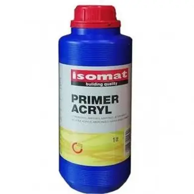 Силикон-акриловая грунтовка Isomat PRIMER-ACRYL 1 л, прозрачный желтоватый