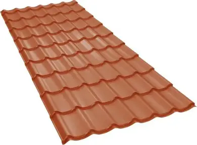 Металлочерепица GOOD ROOF Classic Roof 350/15,матполиэстер 0,50мм Германия Zn225 RAL 8004 Терракот