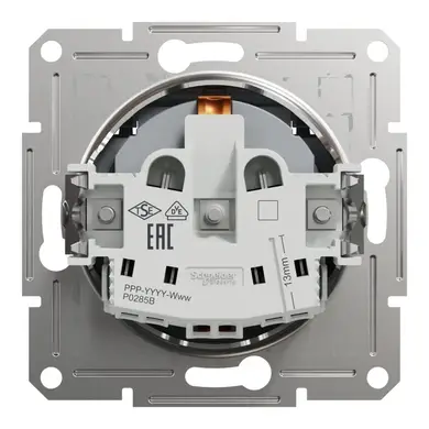 Розетка Schneider Electric 1-а З/К внутр. з кришкою "ASFORA" сталь (C2) 