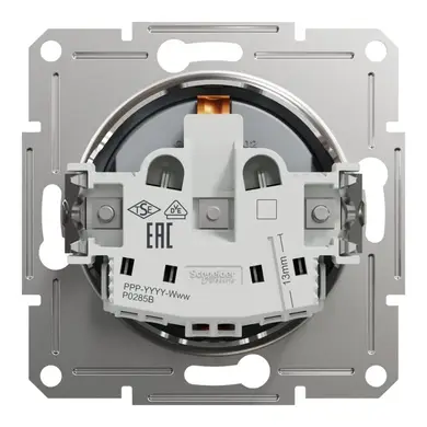 Розетка Schneider Electric 1-я З/К внутр. "ASFORA" без рамки сталь (C2) 