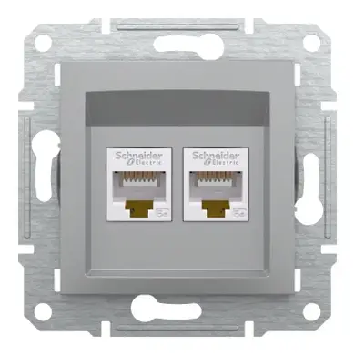 Розетка Schneider Electric комп. подвійна RJ-45 внутр. "ASFORA" без рамки алюминий (С2) 