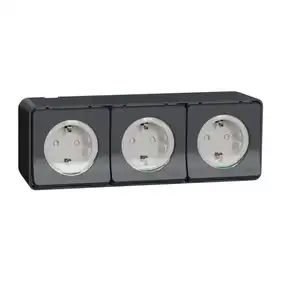 Розетка Schneider Electric 3-ая С/К защ. внеш. со шторками IP55 "MUREVA S" черная (C3) 