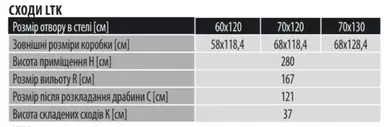 Чердачная лестница Fakro LTK деревянная 3-секционная H280см 70x130см