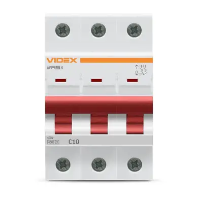 Автоматический выключатель Videx Resist RS4 3Р 10А С 4,5кА