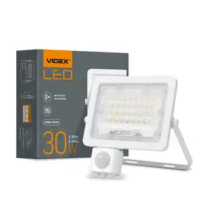 LED прожектор Videx F2e 30W з датчиком руху та освітленості 5000K (VL-F2e305W-S)