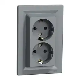 Розетка Schneider Electric 2-я З/К внутр. "ASFORA" сталь (C2) 