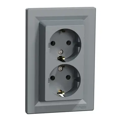 Розетка Schneider Electric 2-я З/К внутр. "ASFORA" сталь (C2) 