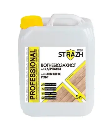 Антипірен-Антисептик STRAZH Strazh Pofessionalstrazh для зовнішніх та внутрішніх робіт, тонований, 5 л