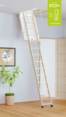 Горищні сходи Bukwood ECO+ Long дерев'яні 4-секційні Н305см 110х80 см