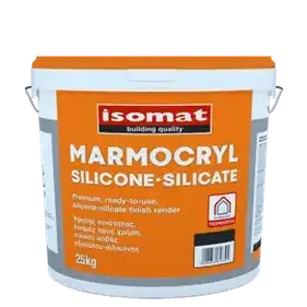 Силіконово-силікатна паропроникна декоративна штукатурка Isomat MARMOCRYL SILICONE-SILICATE Fine 25 кг, White