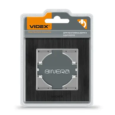 Рамка Videx Binera одинарная горизонтальная черный алюминий (VF-BNFRA1H-B)