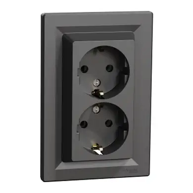 Розетка Schneider Electric 2-я З/К внутр. "ASFORA" антрацит (C1) 